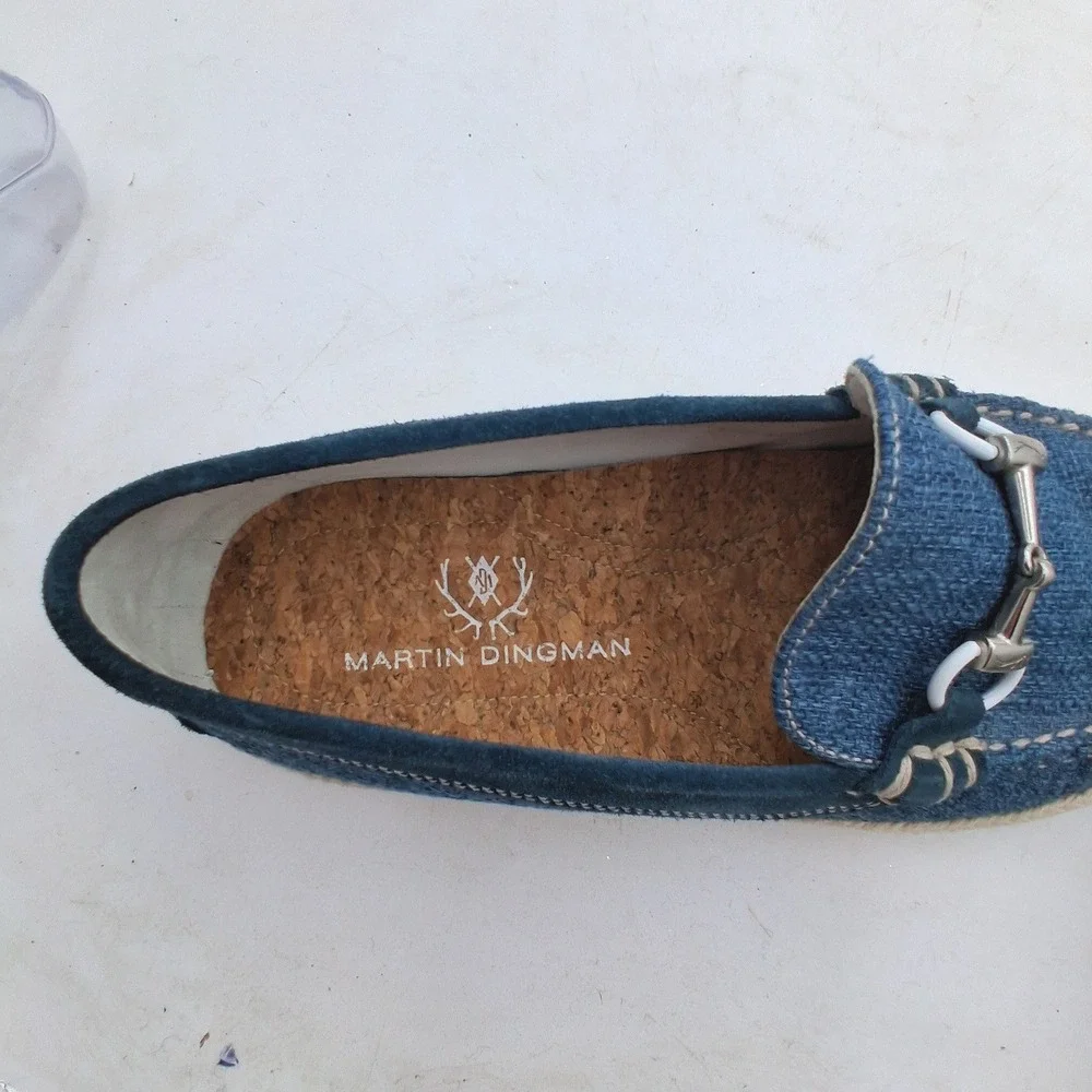 Martin Dingman Shoes Mens 8.5 M Blue Braided Bit Loafers Slip on Drivers